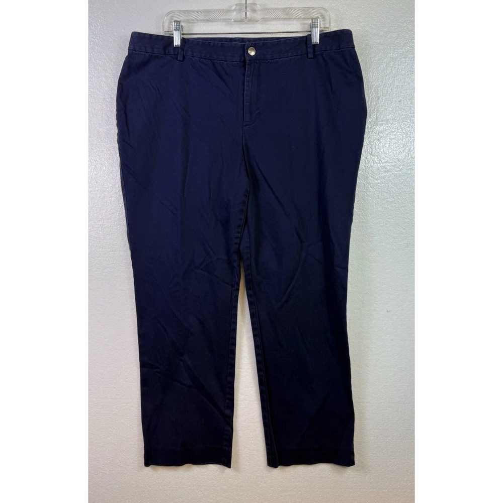 Lauren Ralph Lauren Womens Pants Size 16 W Navy Blue Straight Leg Stretch Chino